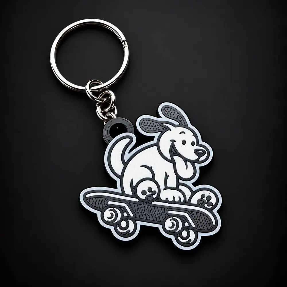 Skateboarding Puppy Keychain!