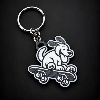 Skateboarding Puppy Keychain!