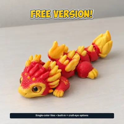 Baby Fire Dragon Flexi Mini | Serev3D FREE Version