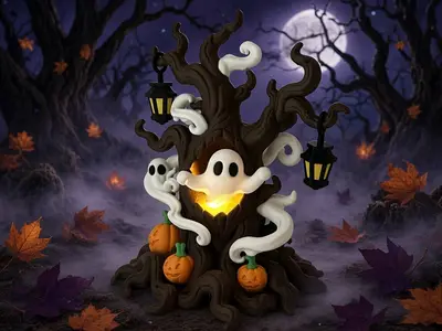 Spooky Tree Scene - No AMS Multipart Halloween Decor