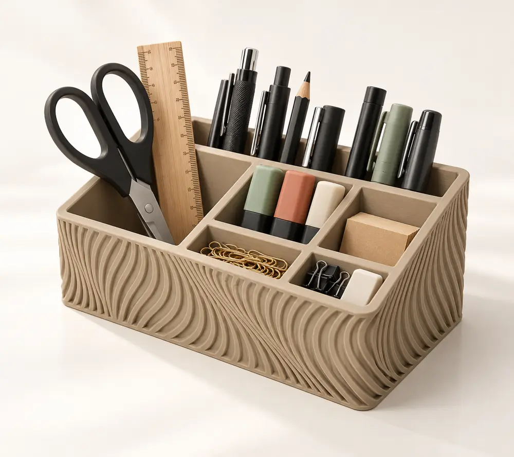 Modern Desk Organizer with Wave Texture