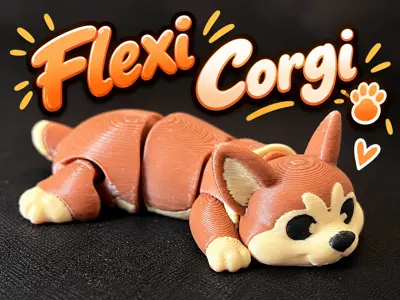 Cute Flexi Corgi, Articulated Puppy