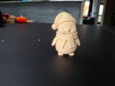 Cute Winter Penguin with Santa Hat & Scarf