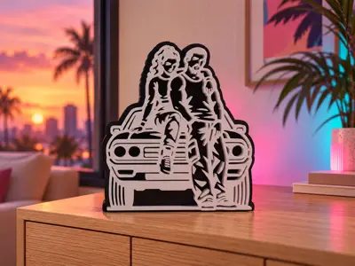 GTA 6 VI Inspired Jason & Lucia Wall / Desk Decor