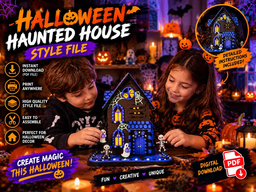 Haunted Gingerbread House Kit Card - Halloween Lantern
