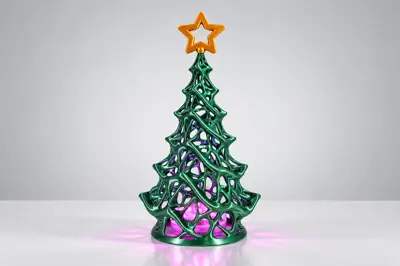 Voronoi Christmas Tree – Modern LED Light-Up Holiday Decoration | 3D Printable