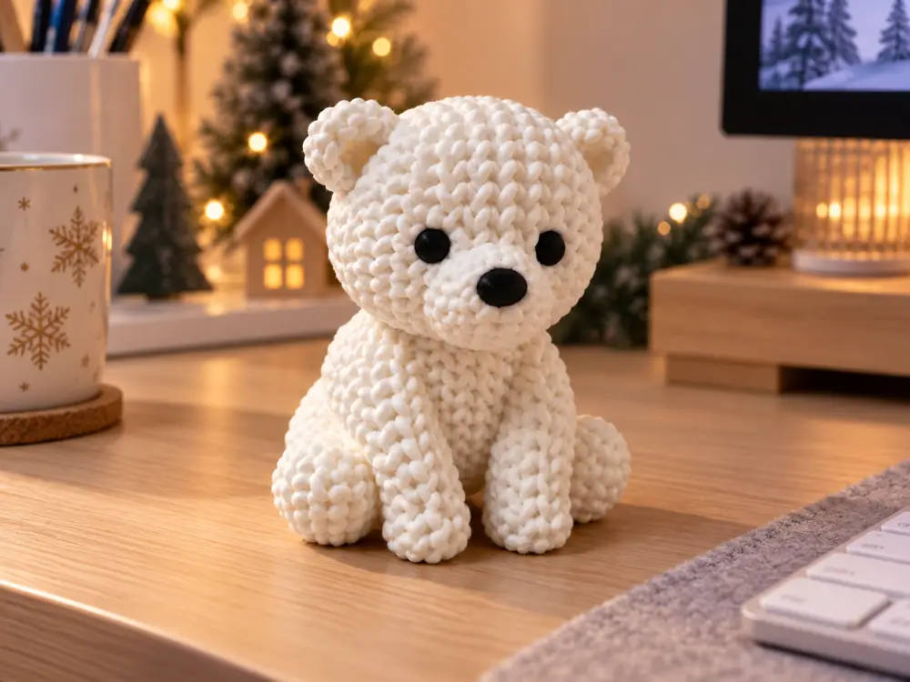 Knitted Polar Bear - crochet style (no glue)