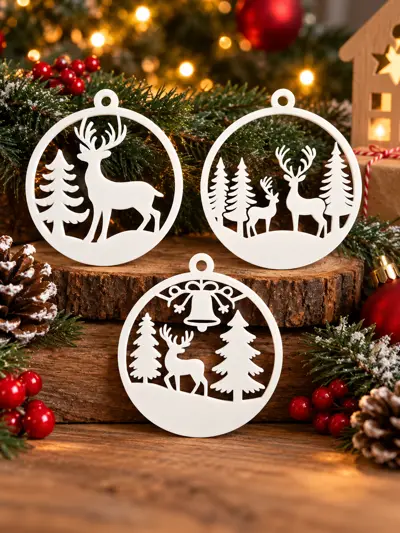 Winter Forest Deer – Christmas Ornaments Set