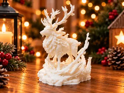 Majestic Winter Reindeer – Christmas Forest Decor