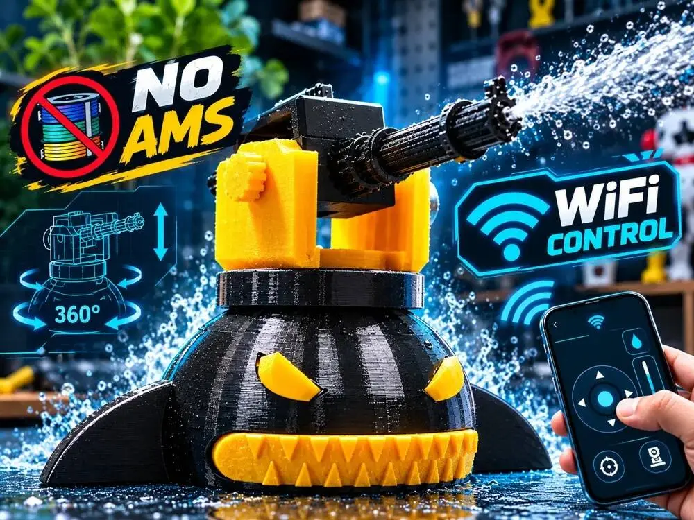 Black Shark Water Gun Turret – WiFi Controlled by Monik Studio