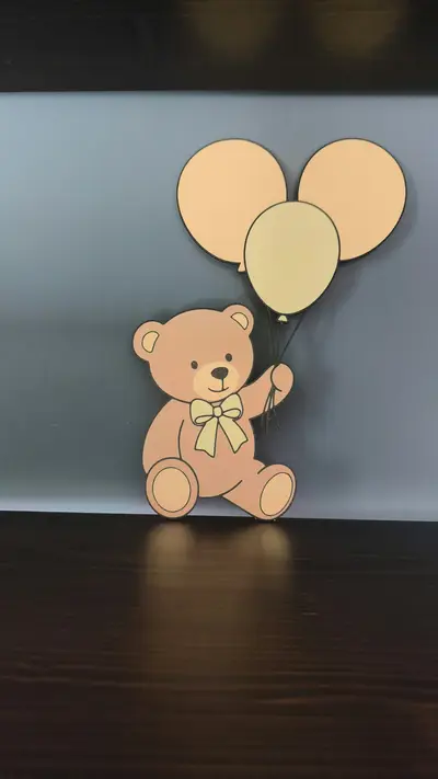 🧸 Osito Bebé con Globos - Decoración de Pared