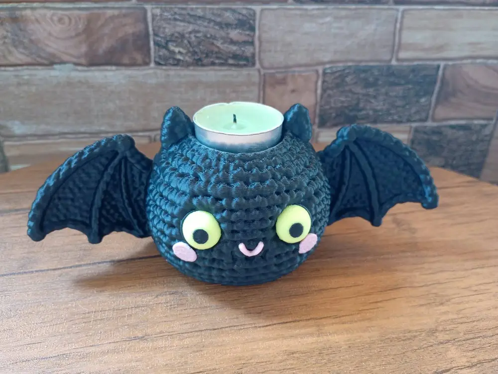 🦇 Cute Crochet Bat Tea Light Holder
