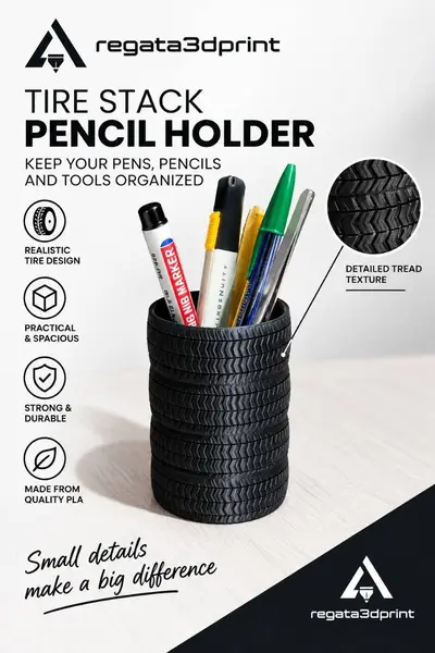 Tire Stack Desk Organizer - Garage & Workshop Pen Holder
