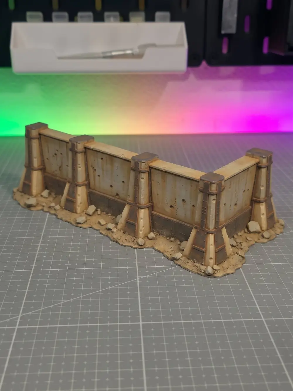 Angled Armored Oriental Wall - Grimdark Wargame Terrain