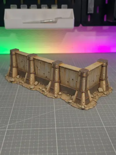 Angled Armored Oriental Wall - Grimdark Wargame Terrain