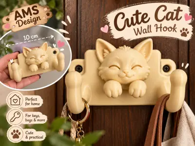 Cute Cat Wall Hook – 2 Hooks | 10 cm