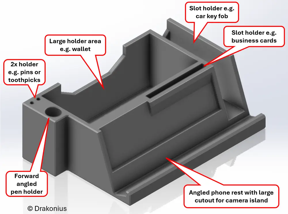 Desk organizer with angled phone holder