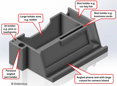 Desk organizer with angled phone holder