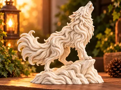 Majestic Strata Wolf | Howling Detailed Sculpture
