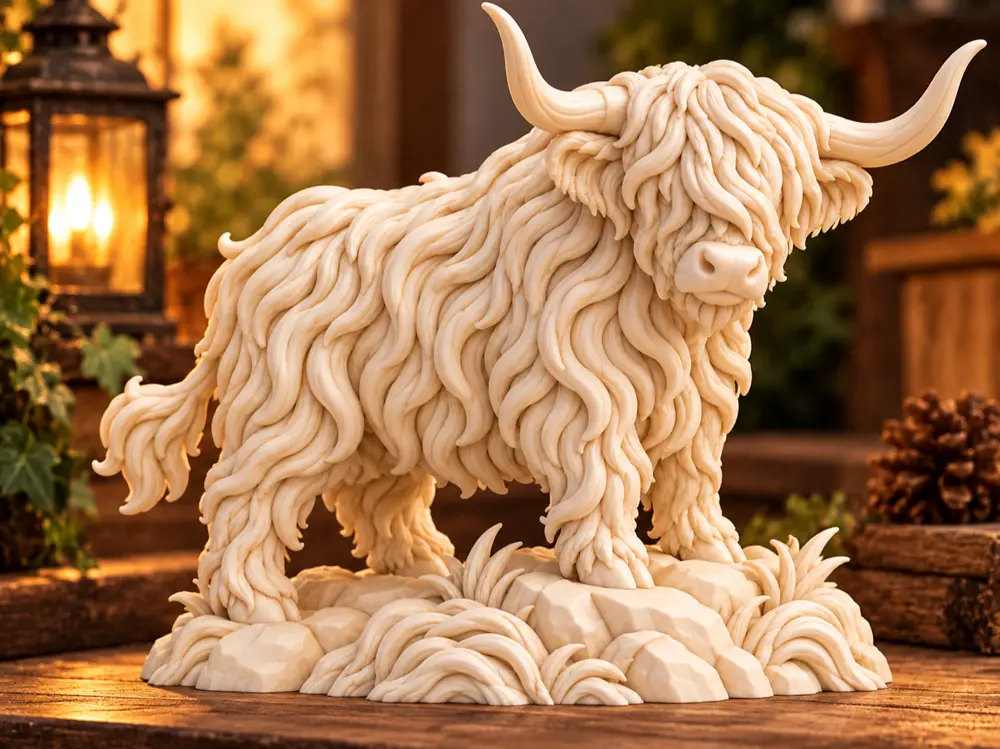 Majestic Strata Highland Cow | Detailed Sculpture