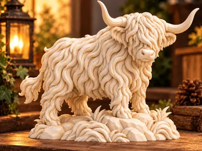 Majestic Strata Highland Cow | Detailed Sculpture
