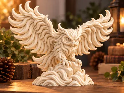 Detailed Strata Owl | Majestic Owl Sculpture