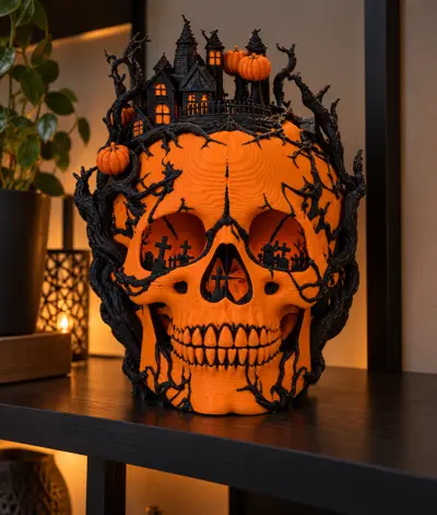 Haunted Skull of the Cursed Graveyard – 3D Printable Halloween Decoration 💀🎃