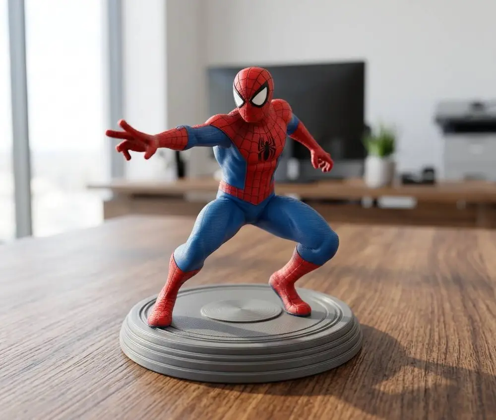 Spider-Man Action Figurine with Circular Stand (FDM / Resin Ready)