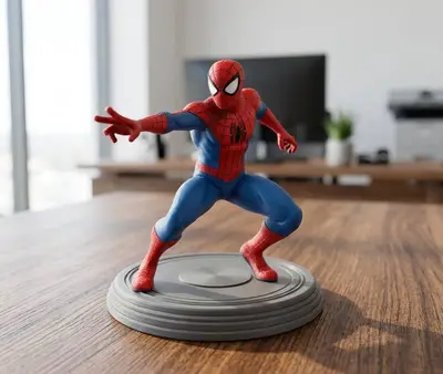 Spider-Man Action Figurine with Circular Stand (FDM / Resin Ready)
