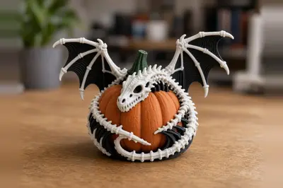 Skeleton Dragon Pumpkin - Multicolor Halloween Decor