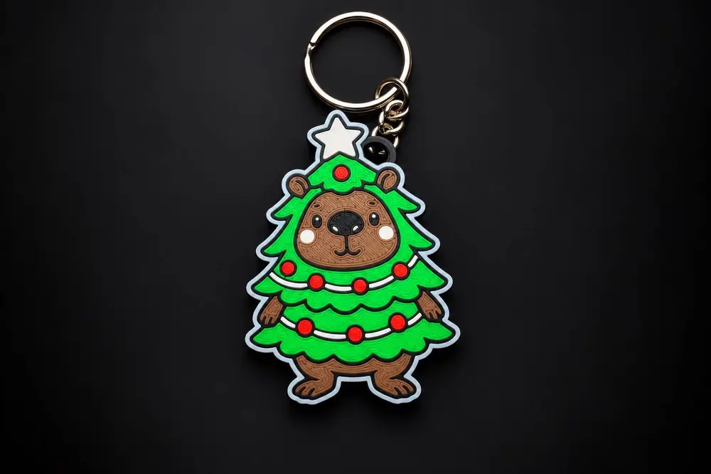 Capybara Christmas Keychain