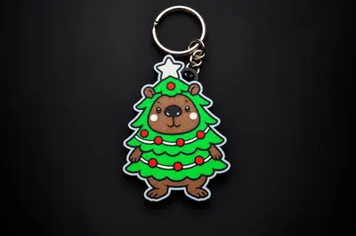 Capybara Christmas Keychain