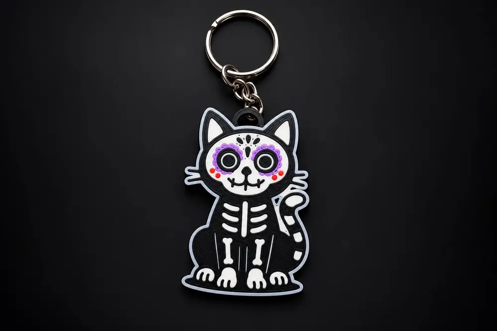 Skeleton Cat Keychain!