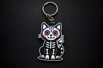 Skeleton Cat Keychain!
