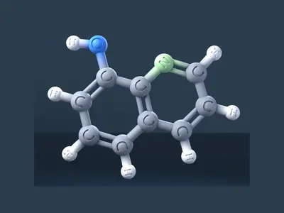8-Hydroxyquinoline Molecule 3D Model with Engraved Atoms - Chemistry Teaching Aid (CAS 148-24-3)
