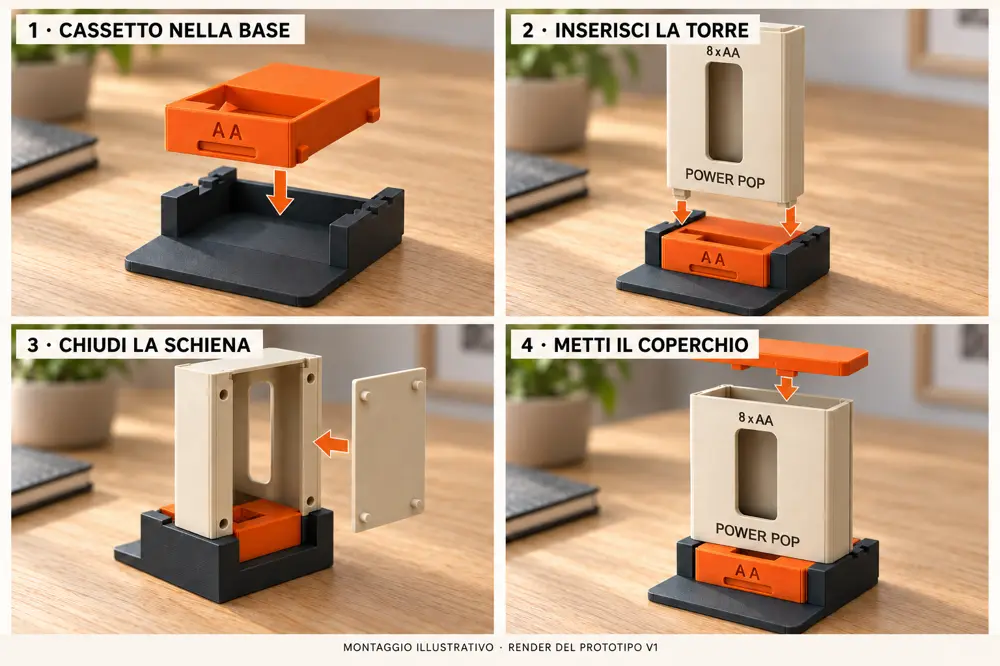 POWER POP | Dispenser pile AA e AAA – Modulare, senza AMS