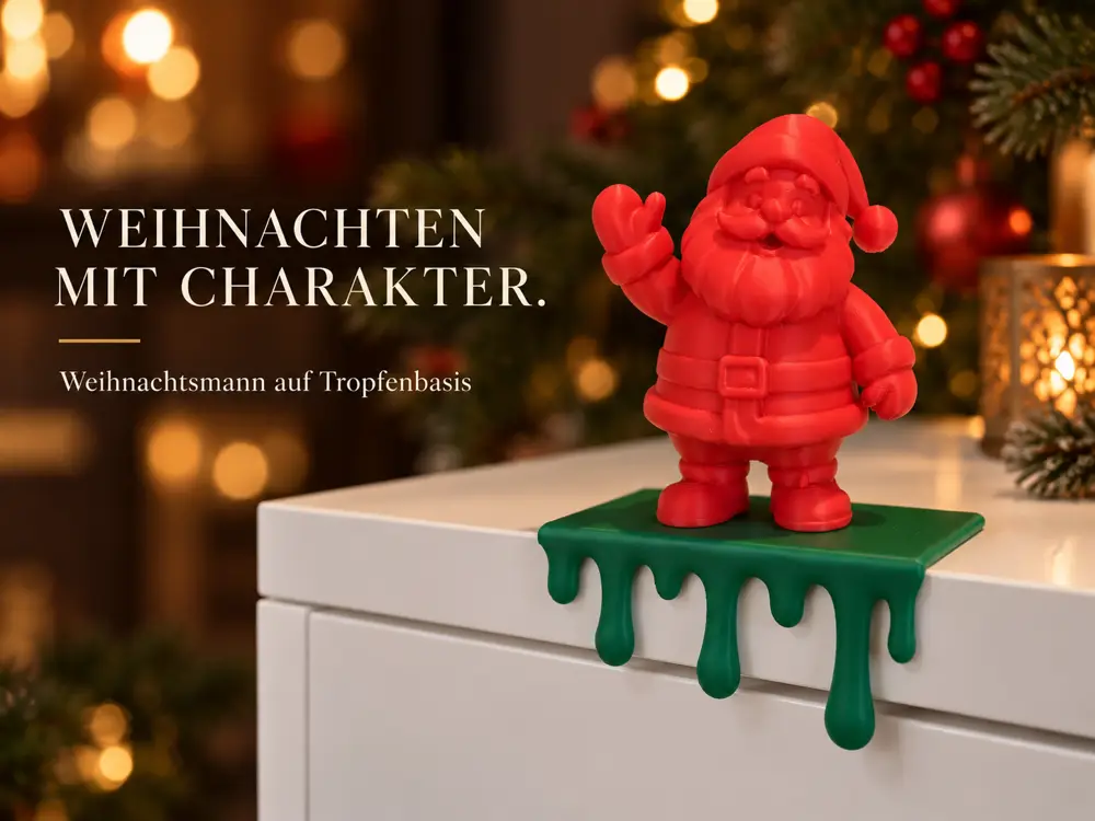 Weihnachtsmann auf dekorativer Tropfenbasis