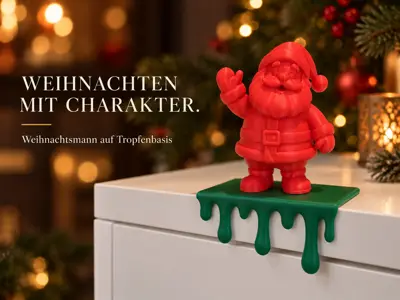 Weihnachtsmann auf dekorativer Tropfenbasis