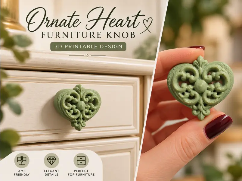 Victorian Filigree Heart Furniture Knob
