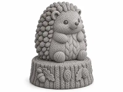 Knitted Hedgehog on a Log