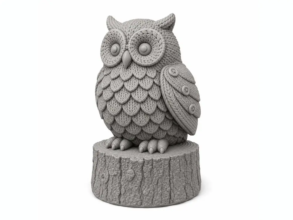 Knitted Owl on Stump