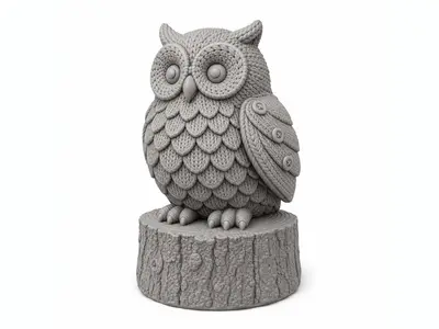 Knitted Owl on Stump