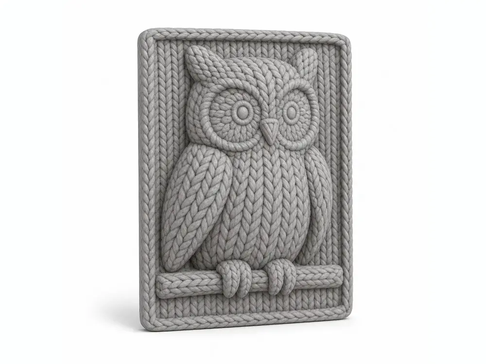Knitted Owl Relief