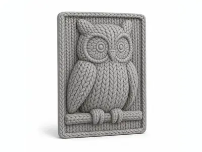 Knitted Owl Relief