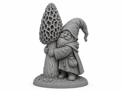 Gnome Hugging a Morel