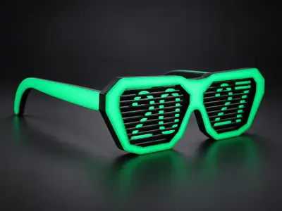 2027 New Year Glasses – 3D Printable Party Glasses | Multicolor & Glow in the Dark