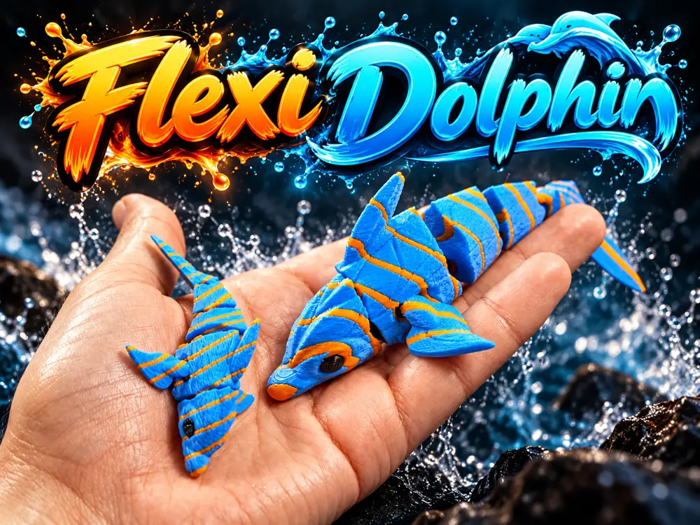 Articulated Dolphin, Flexi Toy with Striped Pattern
