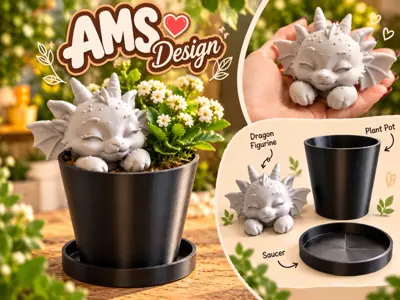 Sleepy Baby Dragon Planter – Cute Flower Pot