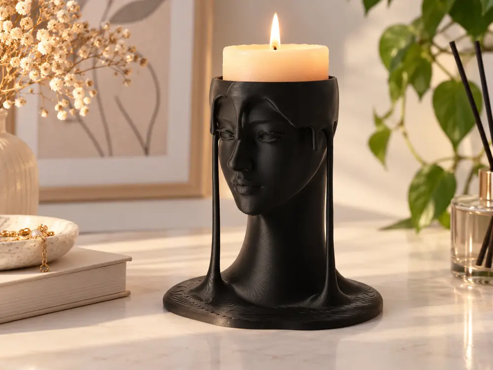 Flowing Face Candle Holder – Artistic Decor