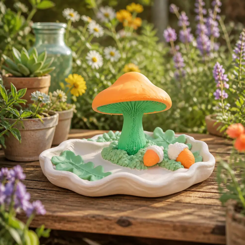 Whimsical Mushroom & Acorn Jewelry Tray